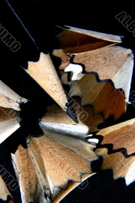 Pencil Shavings isolated in dark background