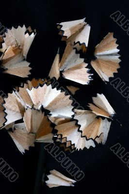 Pencil Shavings isolated in dark background Pencil Shavings isolated in dark background