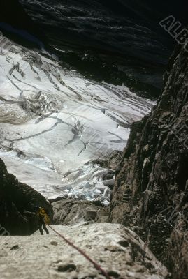 Climber rappelling Climber rappelling