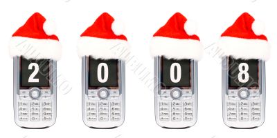 Four Christmas cellular mobile phones