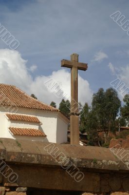 Old spanich cross  in Chinchero