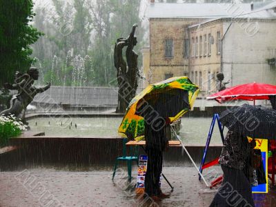 under strong rain under strong rain