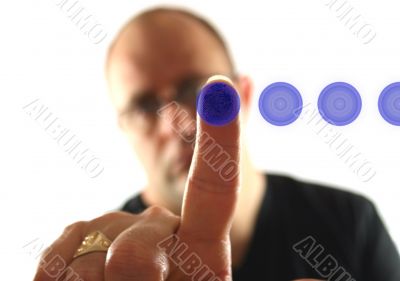 Man Pressing Blue Button 4
