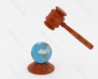 Judge hammer and Planet the Earth