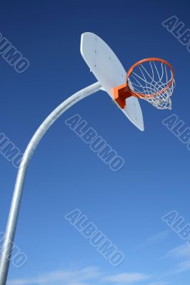 New basketball backboard and clear sky