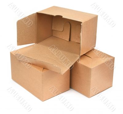 three cardboard boxes