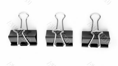 Three black metal clips Three black metal clips