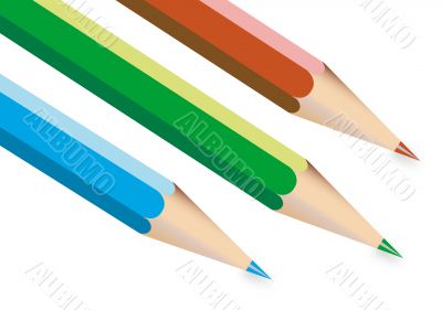 Red, green and  blue pencil