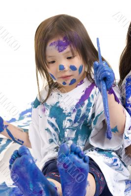 Childhood Girls floor painting Childhood Girls floor painting