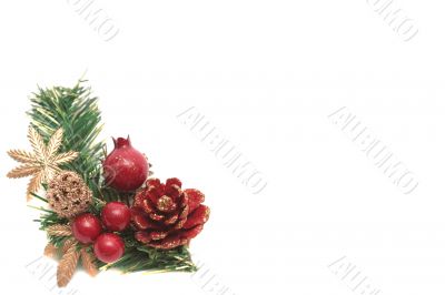 New Year`s ornaments are on a white background
