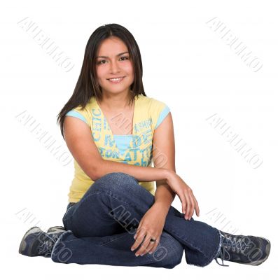 beautiful latin girl on the floor