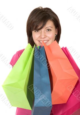 beautiful teenager with shopping bags