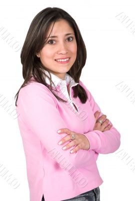 beautiful latin girl in pink