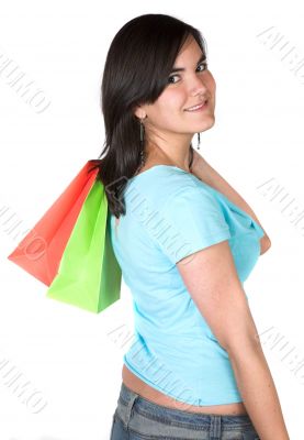 beautiful girl with shopping bags