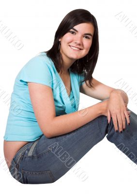 beautiful casual girl sitting down