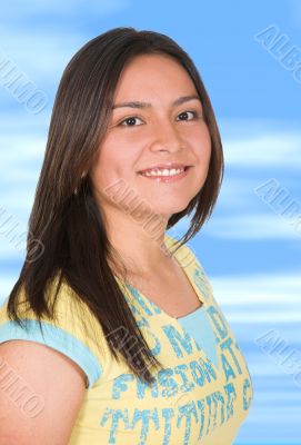 beautiful latin girl in yellow