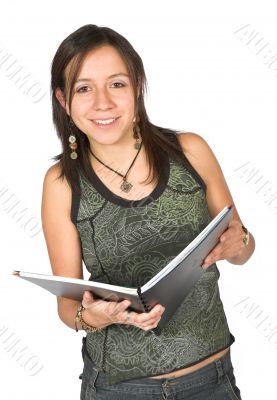 beautiful student over white