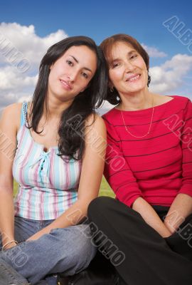 mother and daughter outdoors
