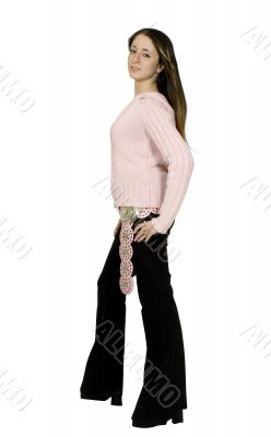 teenage model in pink