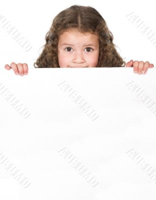 cute girl over blank board