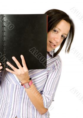 beautiful student with a notebook