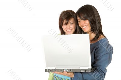 beautiful girls with a laptop