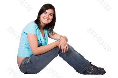 beautiful casual girl sitting down