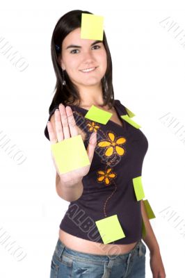 casual girl with lots of tasks to do