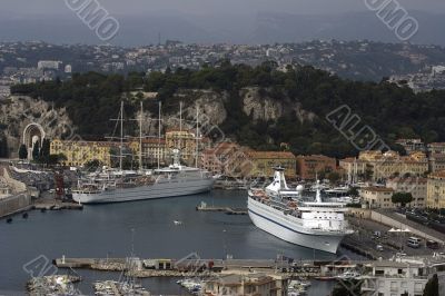 Large ships in the bay