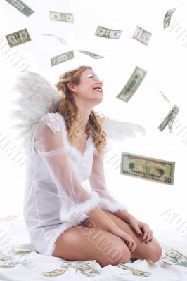 angel sitting, money raining, wonder snowing