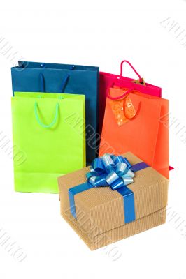 shopping bags in bright colours