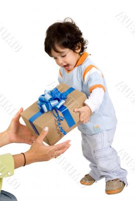 child receiving a gift
