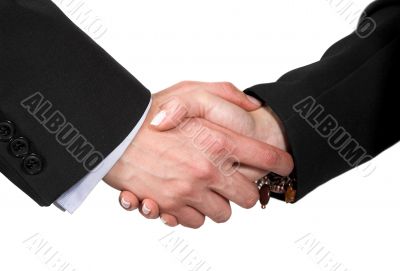 business man and woman handshake