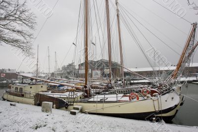 A ship in the snow