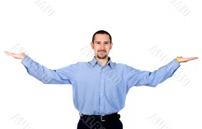 business man holding something