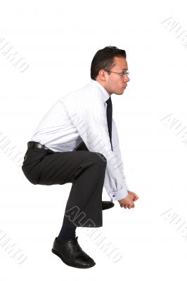 business man lifting something up