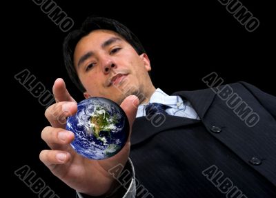 business man catching the world