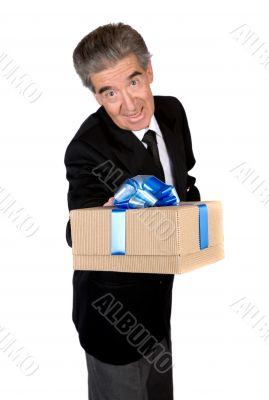 business man offering a gift