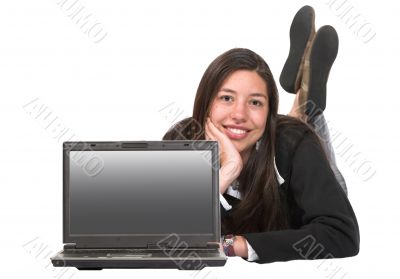 beautiful business woman with laptop