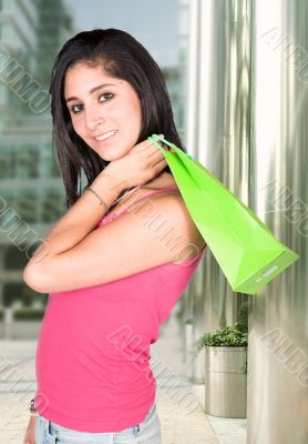casual girl shopping in a mall