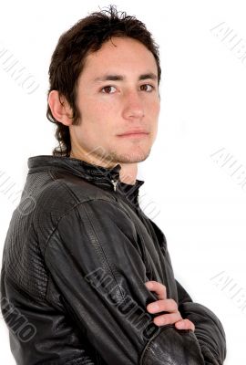 casual serious guy in black