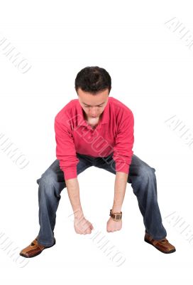 casual guy lifting something