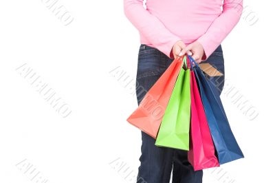 casual girl holding bags