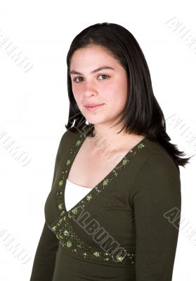 casual girl in green