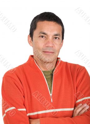 casual guy in orange