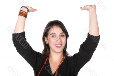 girl pushing something up