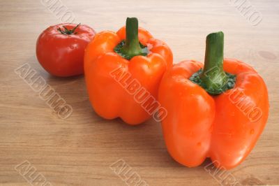 Fresh peppers and tomato