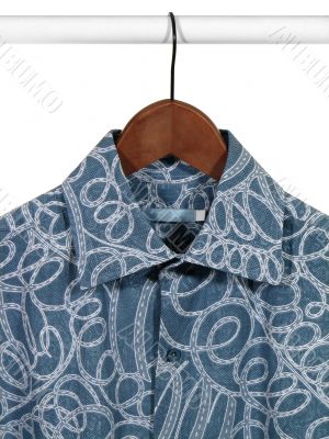 Blue shirt on hanger