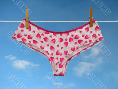 Valentine laundry: panties on a clothes line