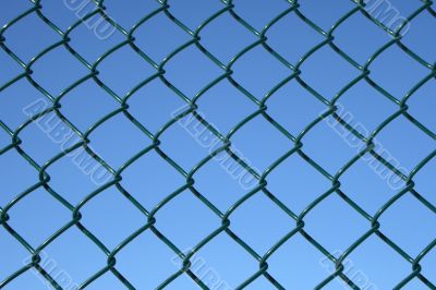 Green chain link fence